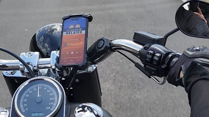 Lucase on his motorcycle listening to Somehow Related in Texas, USA. T